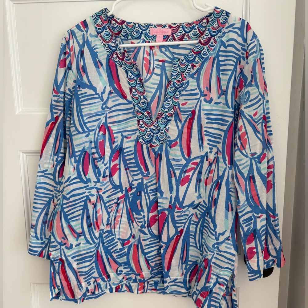 Lilly Pulitzer Vibrant Blue and Pink Tunic